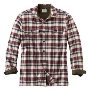 LL Bean Men's Fleece-Lined Flannel Shirt, Traditional Fit Medium